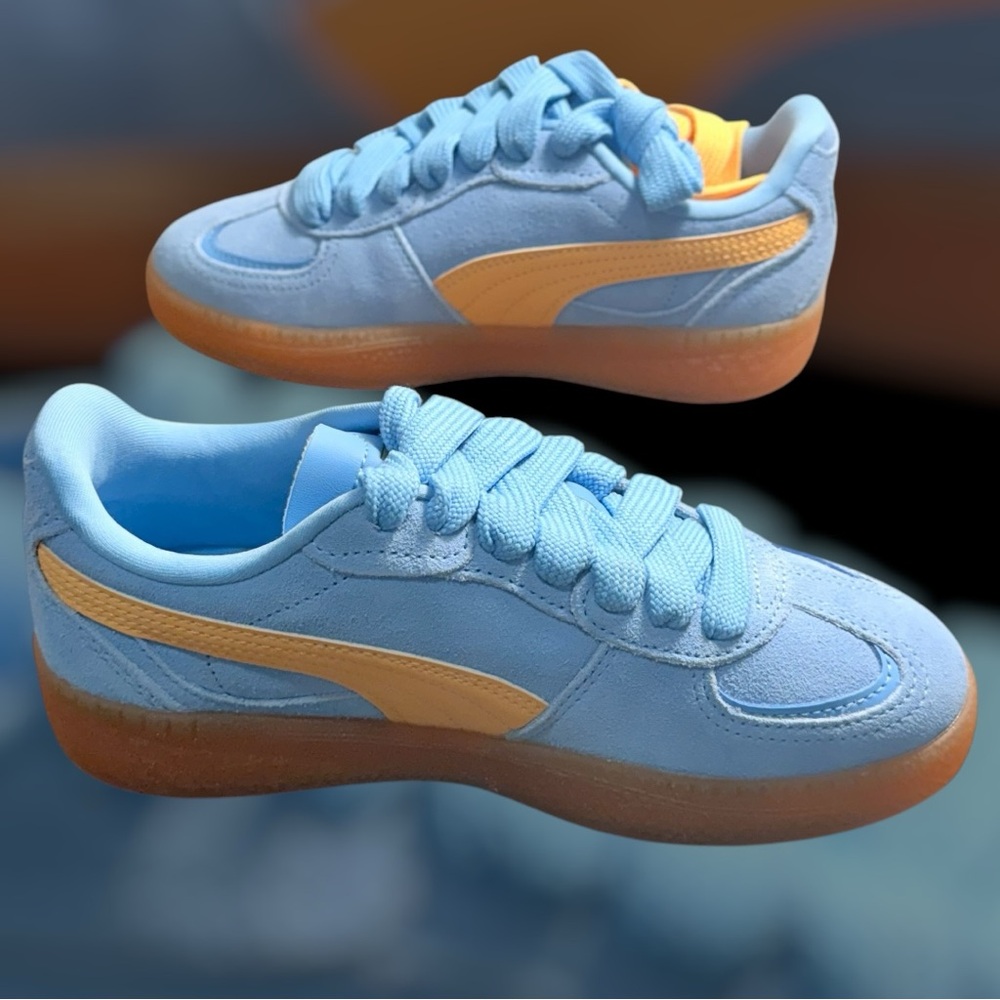 Puma Palermo Moda Xtra Light Blue Almost Apricot Gum Womens Size 6.5 Extra Laces - Picture 4 of 8
